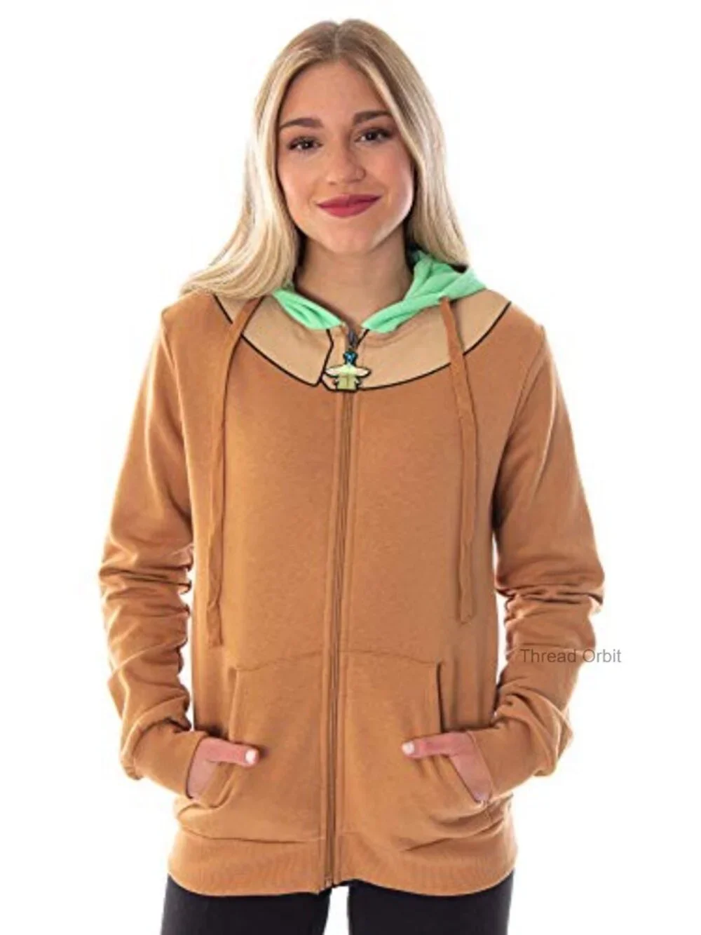 The Child Baby Yoda Character Costume Zip Hoodie with 3D Ears - Juniors